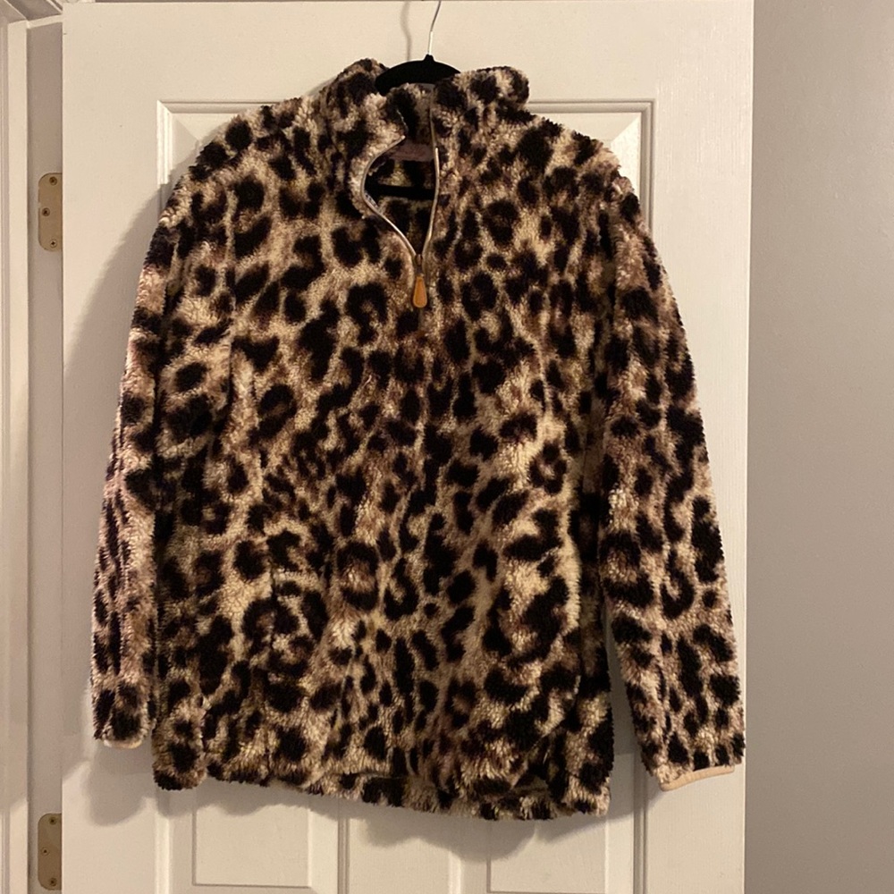 Leopard Sherpa pullover